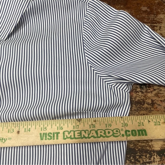 Lafayette 148 New York Blue White Stripe Button Down Cotton Shirt Size‎ Small - Picture 4 of 6
